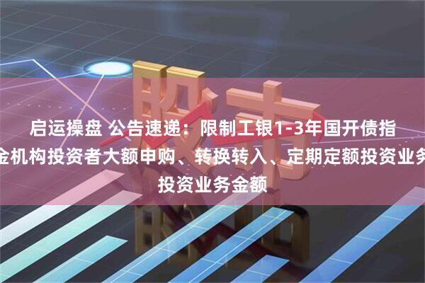 启运操盘 公告速递：限制工银1-3年国开债指数基金机构投资者大额申购、转换转入、定期定额投资业务金额